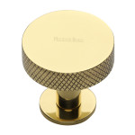 M Marcus Heritage Brass Knurled Disc Design Cabinet Knob with Rose 38mm 